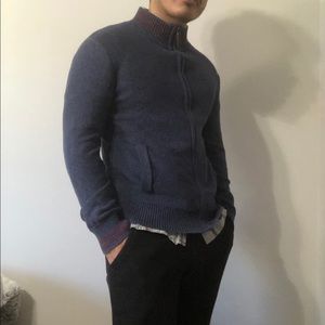 Merona Navy Fitted Zip-Up Sweater